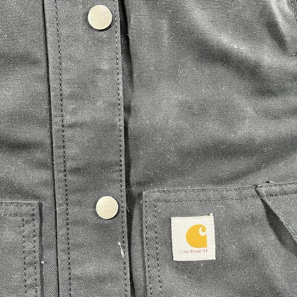 Carhartt Full Swing Zip Hooded Jacket Women Small 4/6 Black Company Logo Duck - Picture 7 of 11